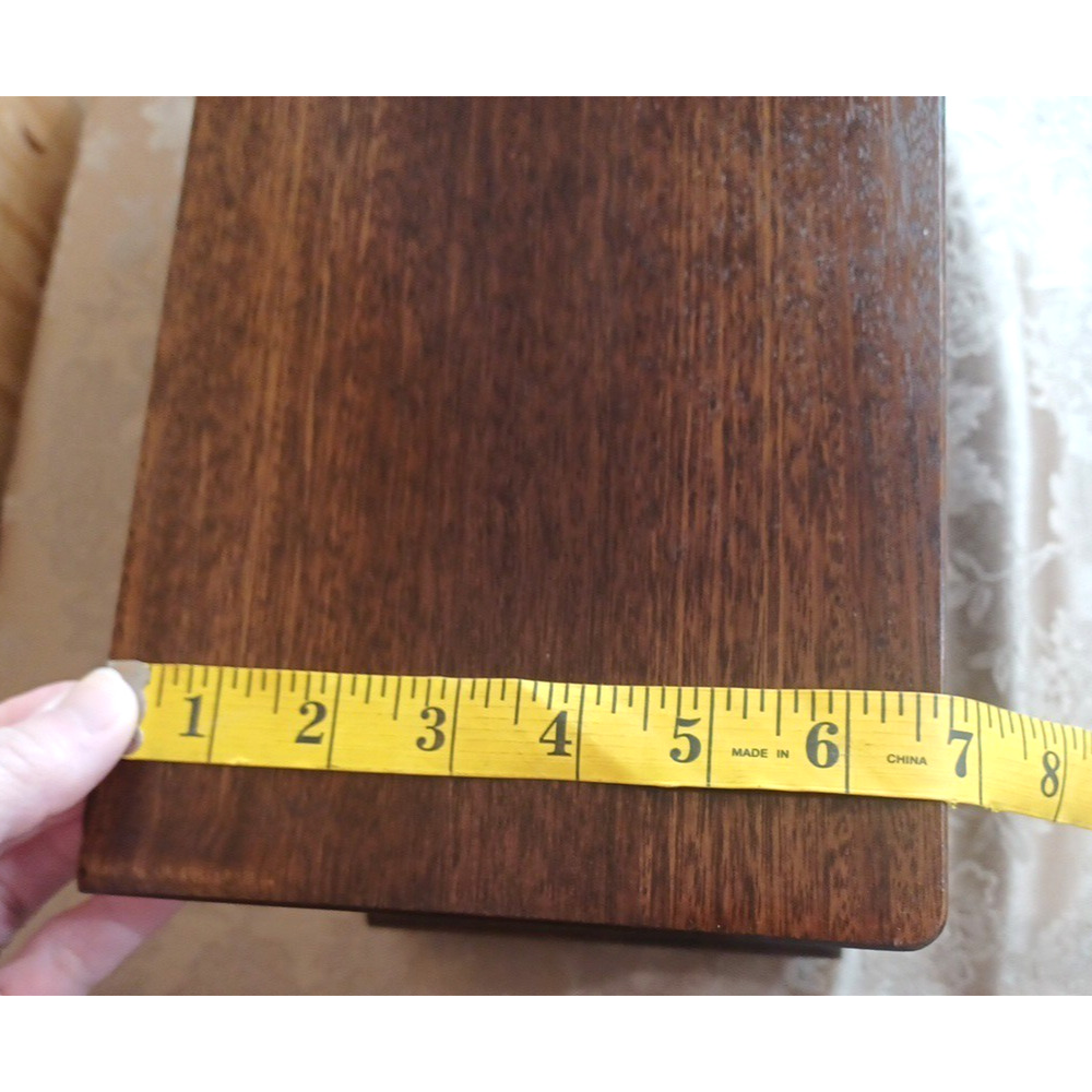 VTG Wood Jewelry Large Box MCM Organizer Japan 16x7x9* READ Cracked Mirror - Picture 13 of 16